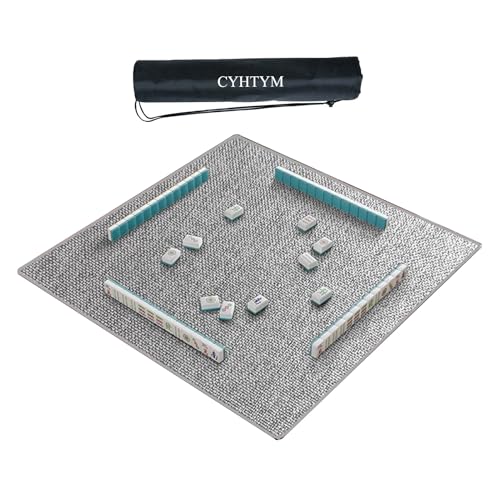 CYHTYM Quadratische Mahjong-Matte mit Tragetasche, Geräuschreduzierung, rutschfeste Vibration, Neopren-Spieltischmatte(Light Gray,120X120CM/47.2X47.2) von CYHTYM