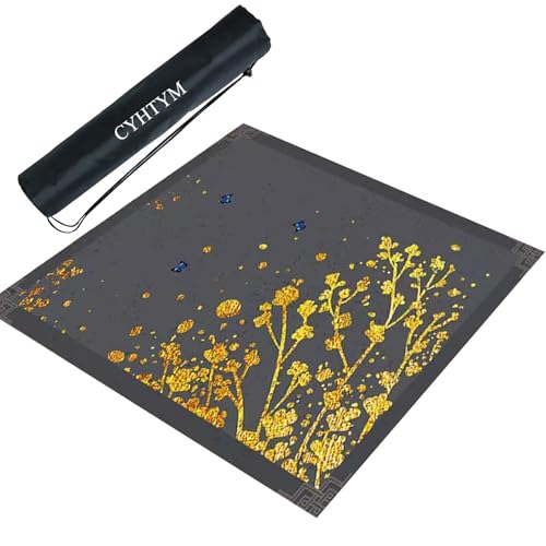 CYHTYM Quadratische Mahjong-Matte mit schwarzer Aufbewahrungstasche, große waschbare Tischmatte(90CM/35.4") von CYHTYM