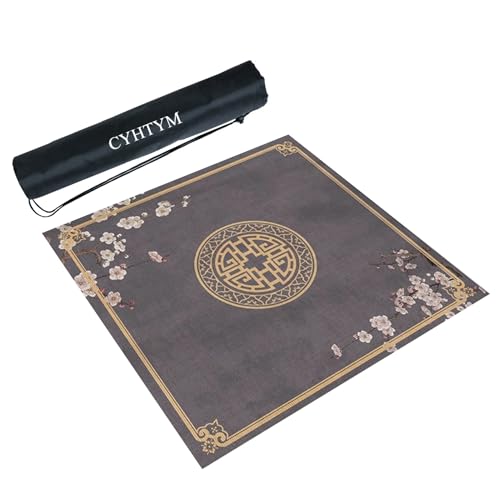 CYHTYM Quadratische Mahjong-Matte mit schwarzer Tragetasche, Dicke rutschfeste Tischdecke, Tischunterlage für Mahjong-Poker und Kachelspiel(Gray1,85cm/33.4") von CYHTYM