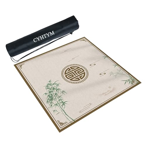 CYHTYM Quadratische Mahjong-Matte mit schwarzer Tragetasche, rutschfeste und geräuschreduzierende Mahjong-Tischunterlage(60CM/23.6") von CYHTYM