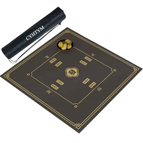 CYHTYM Quadratische Mahjong-Tischmatte, wasserabsorbierend, rutschfest und geräuschreduzierend, mit Aufbewahrungstasche(Gray,60CM/23.6") von CYHTYM