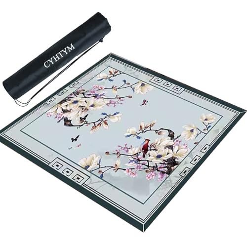 CYHTYM Quadratische große Mahjong-Matte im chinesischen Stil, weiche Tischmatte mit Aufbewahrungstasche(70CM/27.5") von CYHTYM
