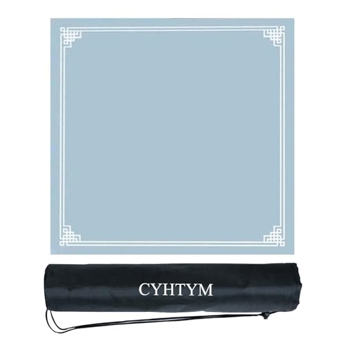 CYHTYM Quadratisches, einfarbiges Mahjong-Pad, Poker-/Schachbrett, Dickes, geräuscharmes, rutschfestes Tischset mit Kordelzug(Baby Blue,90CM/35.4") von CYHTYM
