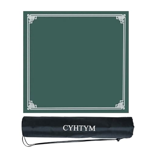 CYHTYM Quadratisches, einfarbiges Mahjong-Pad, Poker-/Schachbrett, Dickes, geräuscharmes, rutschfestes Tischset mit Kordelzug(Green,70CM/27.5") von CYHTYM