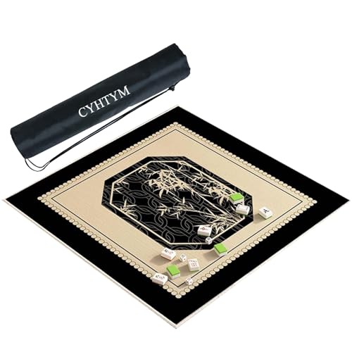 CYHTYM Quadratisches großes Mahjong-Tischset, geeignet für Desktop-Spiele(Black1,95cm/37.4") von CYHTYM