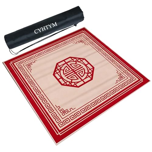 CYHTYM Rote Mahjong-Matte im chinesischen Stil, Geräuschreduzierung und Anti-Rutsch-Desktop-Spiel(Red1,140cm/55.1") von CYHTYM