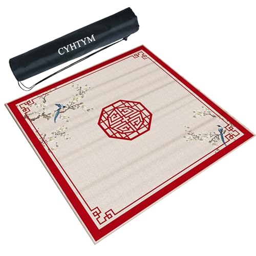 CYHTYM Rote Mahjong-Matte im chinesischen Stil, Geräuschreduzierung und Anti-Rutsch-Desktop-Spiel(Red2,60CM/23.6") von CYHTYM
