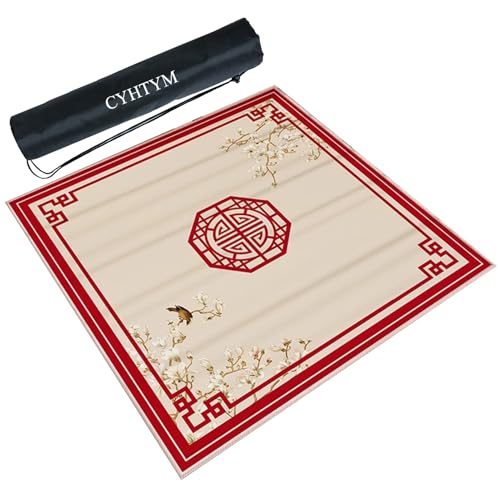 CYHTYM Rote Mahjong-Matte im chinesischen Stil, Geräuschreduzierung und Anti-Rutsch-Desktop-Spiel(Red3,110cm/39.3") von CYHTYM