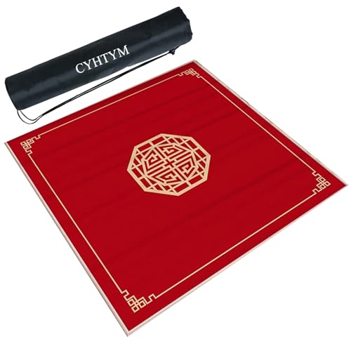 CYHTYM Rote Mahjong-Matte im chinesischen Stil, Geräuschreduzierung und Anti-Rutsch-Desktop-Spiel(Red4,120cm/47.2") von CYHTYM