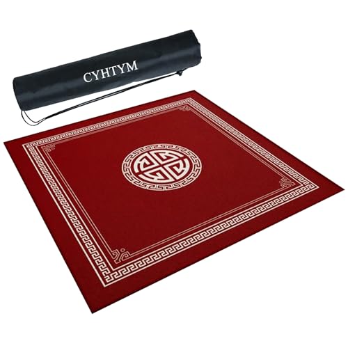 CYHTYM Rote chinesische Mahjong-Matte, verdickte, verschleißfeste, geräuschreduzierende Tischmatte(Red1,60CM/23.6") von CYHTYM