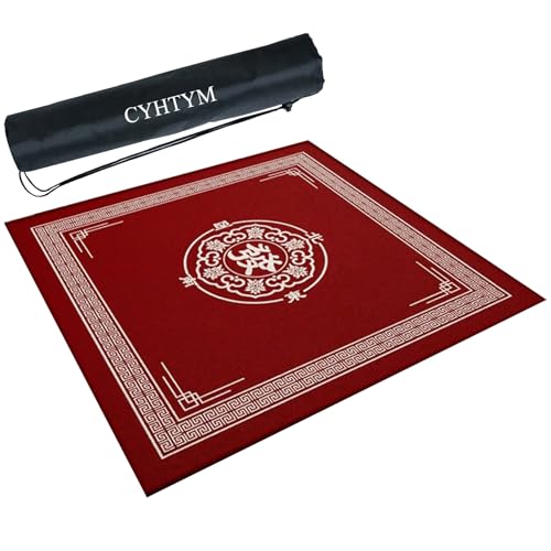 CYHTYM Rote chinesische Mahjong-Matte, verdickte, verschleißfeste, geräuschreduzierende Tischmatte(Red2,60CM/23.6") von CYHTYM