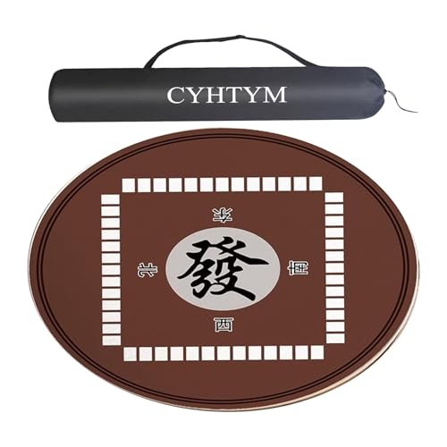 CYHTYM Runde, rutschfeste Mahjong-Matte aus Gummi mit Aufbewahrungstasche, geräuscharme Tischmatte mit Geräuschunterdrückung, geeignet für Poker-Brettspiele(Brown-3,75cm/29.5") von CYHTYM