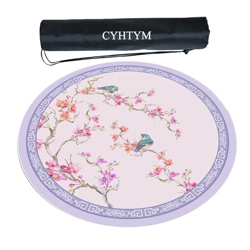 CYHTYM Runde Mahjong-Matte, Spieltischmatte, rutschfest und geräuschreduzierend, waschbar(60CM/23.6") von CYHTYM