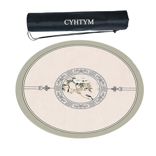 CYHTYM Runde Mahjong-Matte, geeignet für Spielkarten, Schachbrett, Spielmatten mit Kacheln(Beige2,95cm/37.4") von CYHTYM