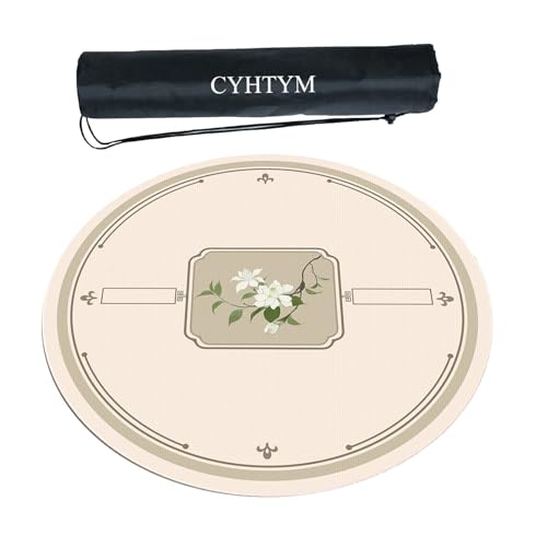 CYHTYM Runde Mahjong-Matte, geeignet für Spielkarten, Schachbrett, Spielmatten mit Kacheln(Beige3,60CM/23.6") von CYHTYM