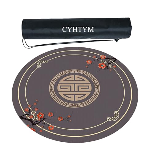 CYHTYM Runde Mahjong-Matte im chinesischen Stil, große, verdickte, rutschfeste und geräuschreduzierende Tischmatte(60CM/23.6") von CYHTYM