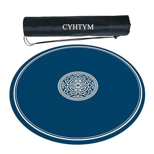 CYHTYM Runde Mahjong-Matte im chinesischen Stil, waschbare, geräuschreduzierende, weiche Tischmatte(Blue,120cm/47.2") von CYHTYM