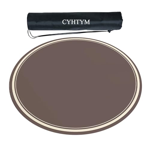 CYHTYM Runde Mahjong-Matte im chinesischen Stil, waschbare, geräuschreduzierende, weiche Tischmatte(Brown2,60CM/23.6") von CYHTYM