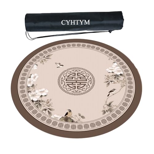 CYHTYM Runde Mahjong-Matte mit Aufbewahrungstasche, Esstischmatte im chinesischen Stil(Brown2,70CM/27.5") von CYHTYM