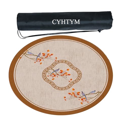 CYHTYM Runde Mahjong-Matte mit Aufbewahrungstasche, geeignet für Esstische, automatische Mahjong-Tische(Brown1,140cm/55.1") von CYHTYM