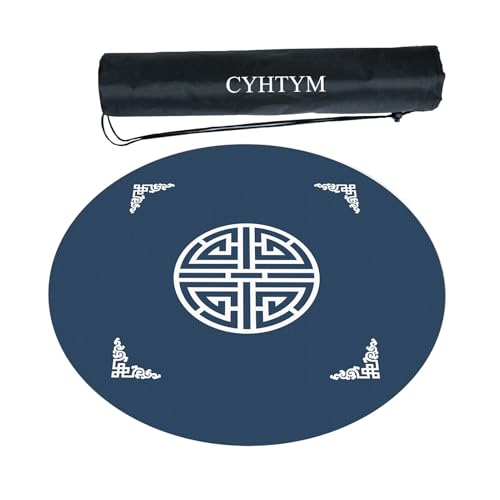 CYHTYM Runde Neue chinesische Mahjong-Matte, großes Dickes und weiches Tischkissen, waschbar(Blue,140cm/55.1") von CYHTYM