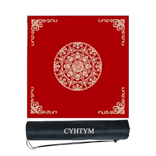 CYHTYM Tragbare Mahjong-Matten für drinnen und draußen, rutschfeste und geräuschreduzierende Tischmatten im chinesischen Stil(Red5,90CM/35.4") von CYHTYM