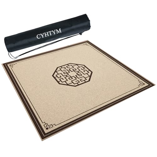 CYHTYM Verdickte, geräuschreduzierende Mahjong-Matte, rutschfeste Gummiunterlage mit Aufbewahrungstasche(Brown2,140cm/55.1") von CYHTYM