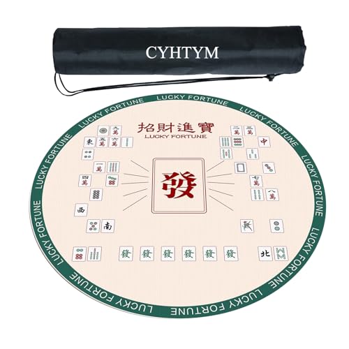 CYHTYM Verdickte, leise Mahjong-Matte, runde, große, rutschfeste Tischmatte(60CM/23.6") von CYHTYM