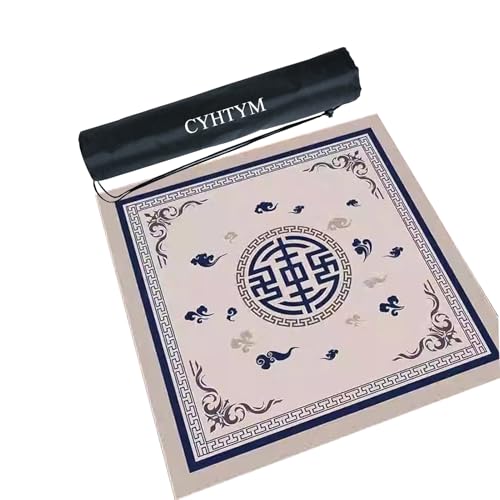 CYHTYM Verdickte, leise Mahjong-Matte mit Aufbewahrungstasche, große Tischmatte aus Gummi mit Rutschfester Unterseite(Gray,140cm/55.1") von CYHTYM