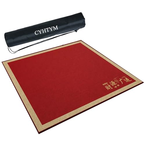 CYHTYM Verdickte, schalldichte Mahjong-Matte, Tischmatte zur Geräuschreduzierung und Wärmedämmung(Red,140cm/55.1") von CYHTYM