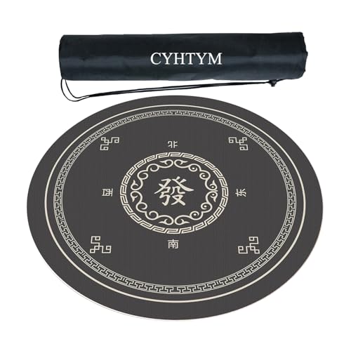 CYHTYM Verdickte große runde chinesische Mahjong-Matte, kommt mit Aufbewahrungstasche, waschbar(140cm/55.1") von CYHTYM