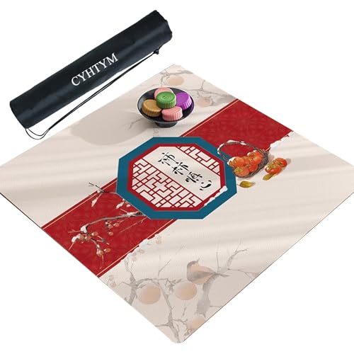 CYHTYM Weiches Mahjong-Pad aus PU mit Aufbewahrungstasche, geeignet für Tischsets im Innen- und Außenbereich(120cm/47.2") von CYHTYM