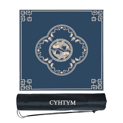 CYHTYM rutschfeste, geräuschreduzierende Mahjong-Matte, verdickte Tischmatte mit Aufbewahrungstasche für Kachelspiele, Pai Gow Poker(Blue1,80CM/31.5") von CYHTYM