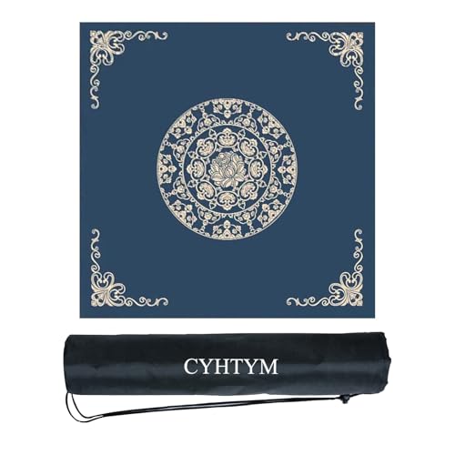 CYHTYM rutschfeste, geräuschreduzierende Mahjong-Matte, verdickte Tischmatte mit Aufbewahrungstasche für Kachelspiele, Pai Gow Poker(Blue2,140cm/55.1") von CYHTYM
