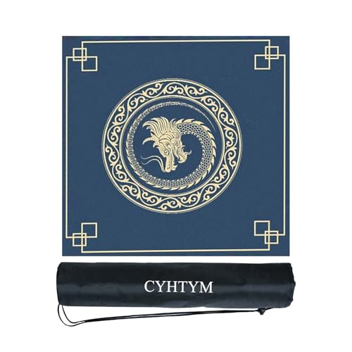 CYHTYM rutschfeste, geräuschreduzierende Mahjong-Matte, verdickte Tischmatte mit Aufbewahrungstasche für Kachelspiele, Pai Gow Poker(Blue4,100CM/39.3") von CYHTYM