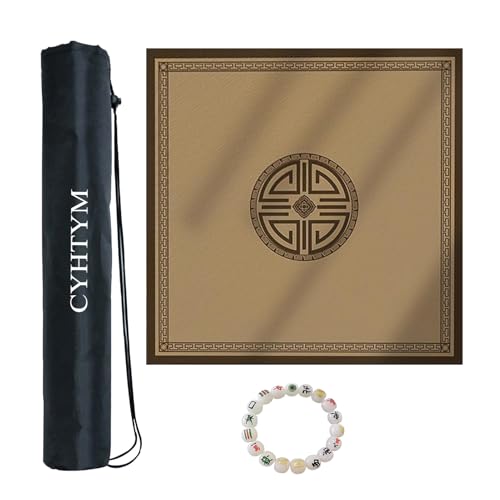 CYHTYM rutschfeste Mahjong-Matten aus Gummi, verdickt, stumm, rutschfest und geräuschdicht, für Brett-Poker-Kartenspiele(Brown,60CM/23.6") von CYHTYM