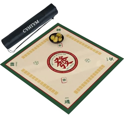 CYHTYM rutschfeste und geräuschreduzierende Mahjong-Matte, Tischmatte mit Aufbewahrungstasche, kann zugeschnitten Werden(Green1,60CM/23.6") von CYHTYM