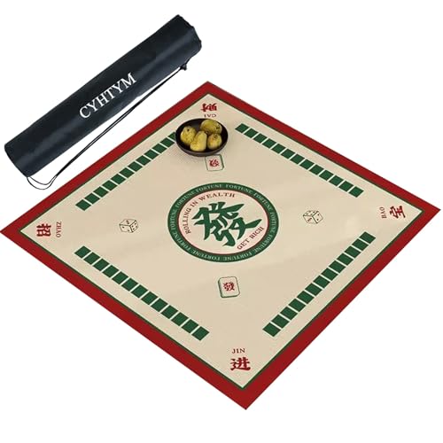 CYHTYM rutschfeste und geräuschreduzierende Mahjong-Matte, Tischmatte mit Aufbewahrungstasche, kann zugeschnitten Werden(Red,60CM/23.6") von CYHTYM