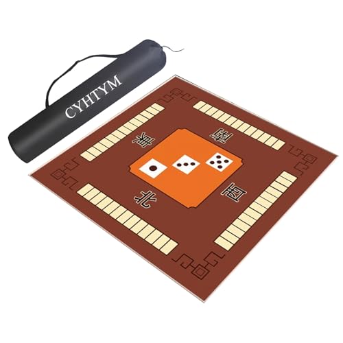 CYHTYM rutschfeste und geräuschreduzierende Mahjong-Matte mit Ausrichtung, vibrationsreduzierendes Mahjong-Pad, quadratische Brettspielmatte(Brown,70CM/27.5") von CYHTYM
