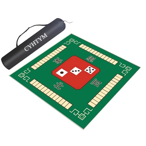 CYHTYM rutschfeste und geräuschreduzierende Mahjong-Matte mit Ausrichtung, vibrationsreduzierendes Mahjong-Pad, quadratische Brettspielmatte(Green,100CM/39.3") von CYHTYM