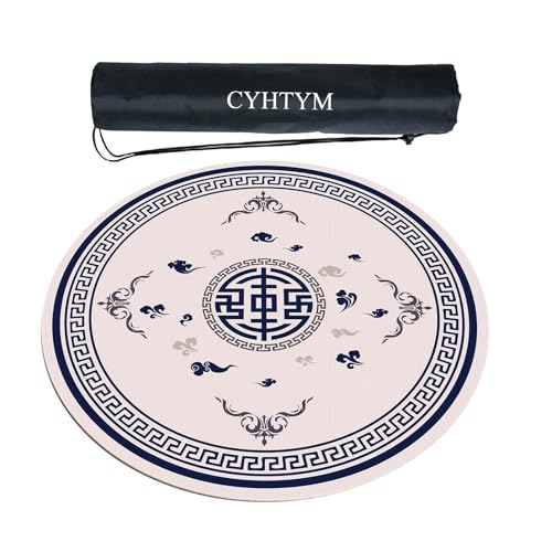 CYHTYM rutschfeste und geräuschreduzierende runde Mahjong-Matte, Tischmatte im chinesischen Stil, kann aufgerollt Werden(60CM/23.6") von CYHTYM