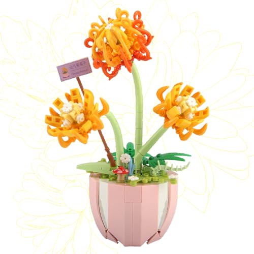 CYIOU Bausteine Blumen Set 388 Stück Chrysantheme Bonsai Blumen Klemmbausteine Mini Bausteine Bauset Ziegel Spielzeug für Erwachsene für Blumendeko Wohnzimmer Schreibtisch Büro von CYIOU