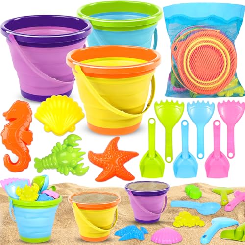 CYJJYZ 14 Stück Sandspielzeug Set, Sandkasten Spielzeug, Sandkasten Strand Spielzeug, mit Faltbarer Eimer, Sandförmchen, Sandschaufel, Netzbeutel Strand für Kinder Jungen Mädchen, Sandparty CYJJYZ 14 Stück Sandspielzeug Set, Sandkasten Spielzeug, Sandkasten Strand Spielzeug, mit Faltbarer Eimer, Sandförmchen, Sandschaufel, Netzbeutel Strand für Kinder Jungen Mädchen, Sandparty von CYJJYZ