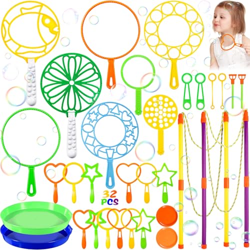 CYJJYZ 32 Stück Seifenblasen Set für Kinder, Große Seifenblasenstäbe, Seifenblasen Blase, Seifenblasen Stab, Bubble Maker Spiele für Hochzeit, Geburtstag, Garten Spielzeug Kinder Draußen CYJJYZ 32 Stück Seifenblasen Set für Kinder, Große Seifenblasenstäbe, Seifenblasen Blase, Seifenblasen Stab, Bubble Maker Spiele für Hochzeit, Geburtstag, Garten Spielzeug Kinder Draußen von CYJJYZ