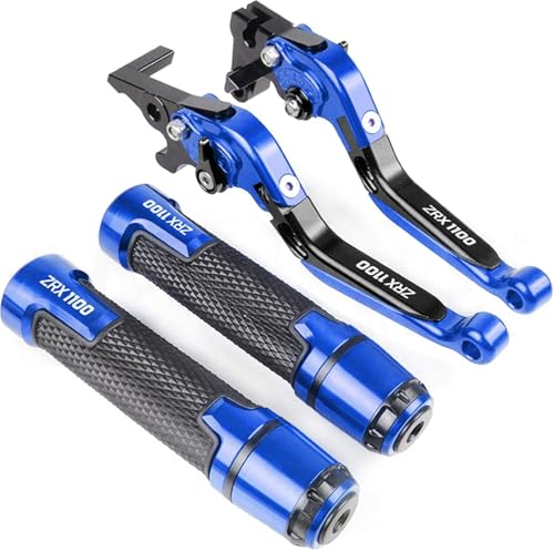 Kupplungsbremshebel Motorrad Trommelbremsen for Kawasaki for ZRX1100 1999-2007 CNC Motorrad Aluminium Faltbare Bremse Kupplungshebel Erweiterbarer Griff Reservoir Hebel, Motorrad Bremskupplung(blau) von CYLCLNB