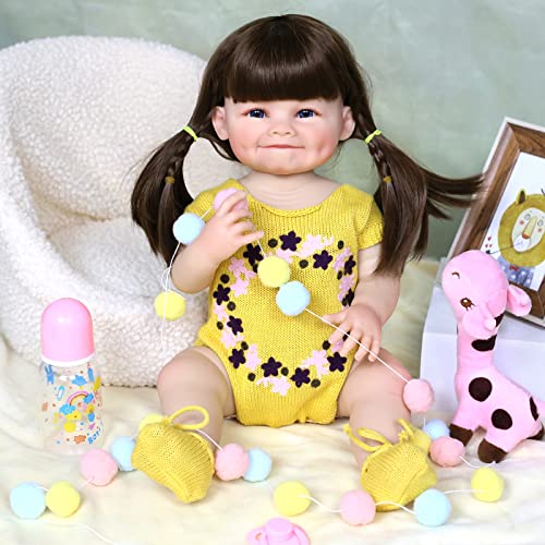 CYOMI 22inch 55cm Reobrn Baby Puppen Vollsilikon Lebensechte Realistic Newborn Babypuppen Mit Haaren Mädchen von CYOMI
