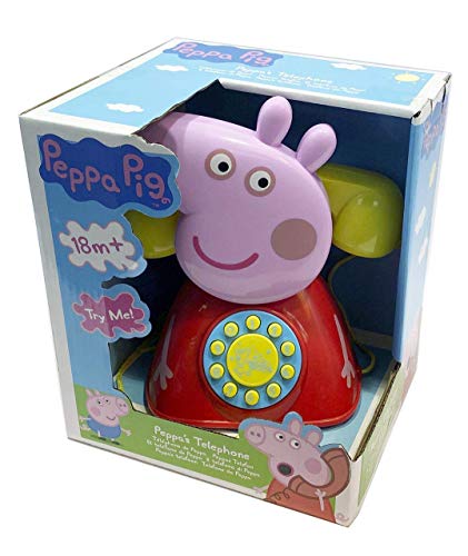 Peppa Pig Peppa Pig Spielzeug-Telefon für Kinder, offizielles Peppa Big, Rosa und Rot, Batterien enthalten (CyP Brands) von CYPBRANDS