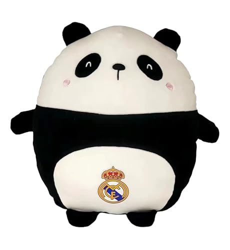 CyP Brands- Real Madrid Plüschpuppe, Panda, 30 cm, Schwarz und Weiß, offizielles Produkt von CYPBRANDS