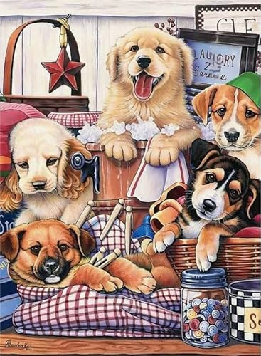 1000 Teile Puzzle - Animal Dogs Oil Painting - Wand Kunst Dekoration - Für Erwachsene Personalisiert Herausforderung Spielzeug - Familie Spaß Herausforderung Spielzeug Gifts Sq173Zy CYQFEZ von CYQFEZ