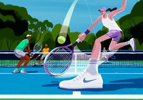1000 Teile Puzzle - Tennis Illustrations Poster - Für Heim-Dekoration - Ältere Menschen Gedächtnis Kognition Spiele Gifts Sq45Zy CYQFEZ von CYQFEZ